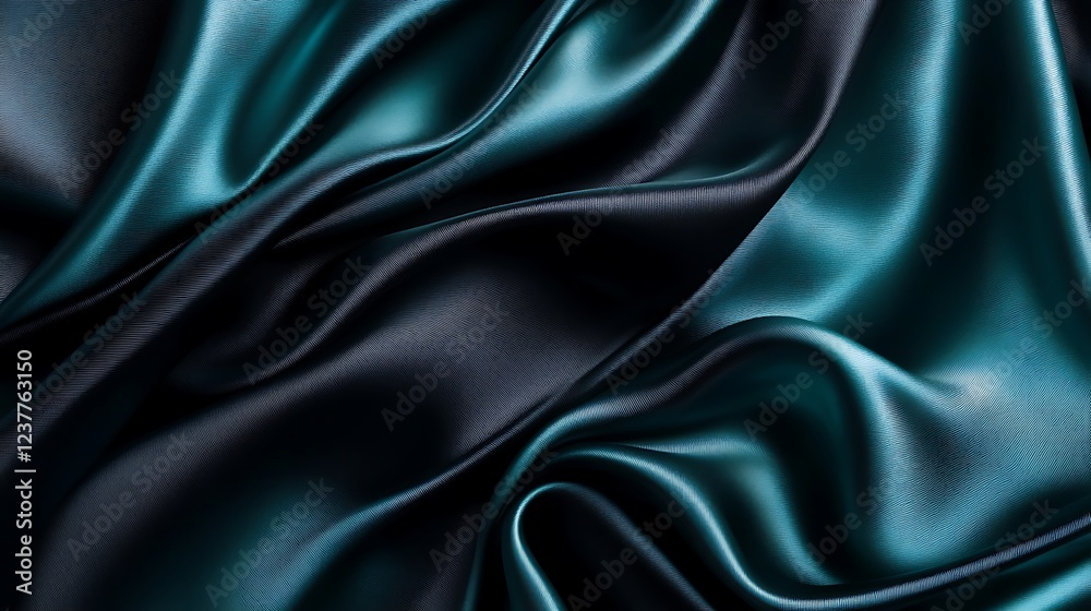 Teal and black silk fabric draped background for luxury design Teal and black silk fabric draped background for luxury design