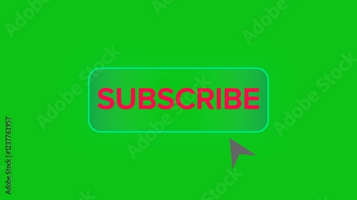 Subscribe button on a green screen. Subscribe button animation on green background. 