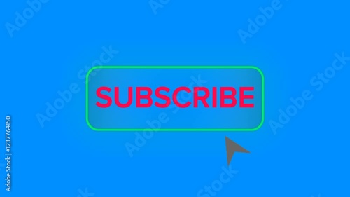 subscribe button animation on blue background. Horizontal format