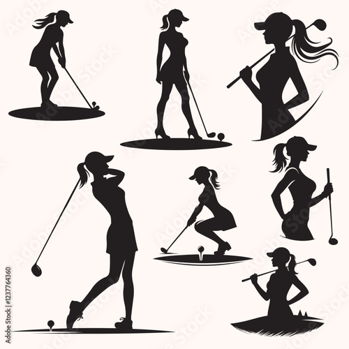 Golf Mom Mothers day silhouette bundle vector trendy illustration