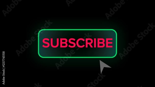 neon subscribe button animation on black background. 