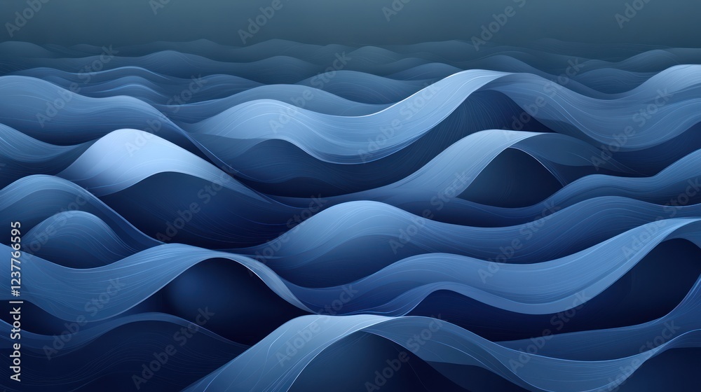 Abstract blue ocean waves, digital art, calm background, website design Abstract blue ocean waves, digital art, calm background, website design