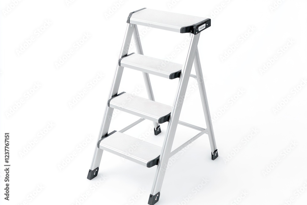 Three-step ladder, studio shot, white background, home improvement Three-step ladder, studio shot, white background, home improvement