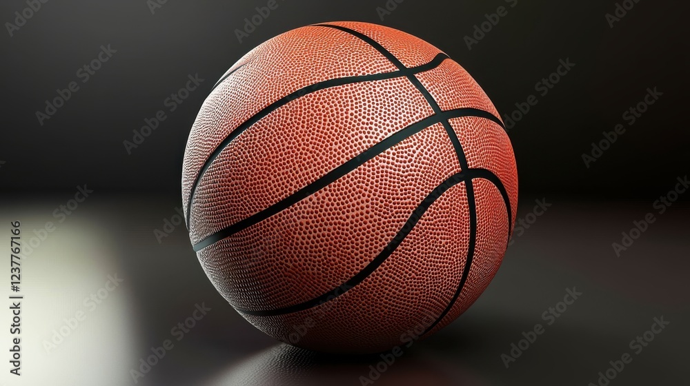 Obraz premium A close-up view of a basketball showcasing its texture and design. Perfect for sports enthusiasts and promotional materials related to basketball.