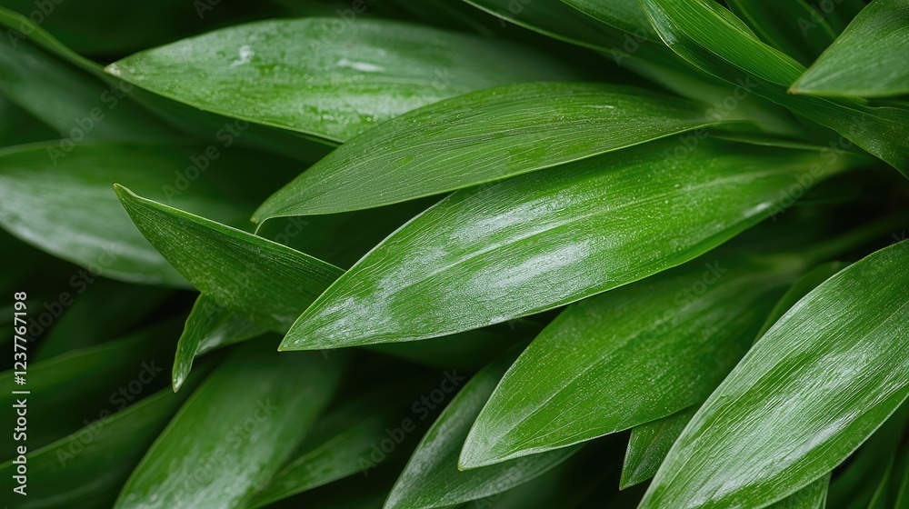 Naklejka premium Lush green leaves closeup, garden background, nature texture, website design