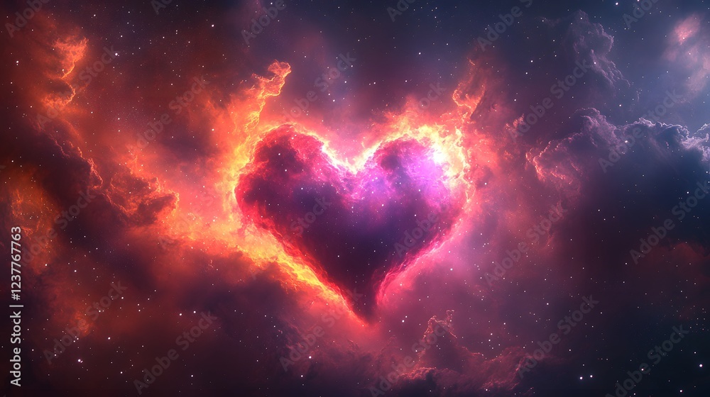 Heart-Shaped Nebula in Pink and Blue Heart-Shaped Nebula in Pink and Blue