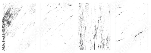 Overlay textures set stamp with grunge effect. Old damage Dirty grainy and scratches. Set of different distressed black grain texture. Distress overlay vector textures.	
