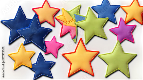 Colorful Fabric Star Patches in Various Bright Colors
