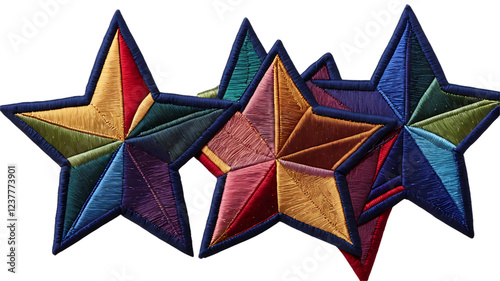 Colorful Fabric Star Patches in Various Bright Colors