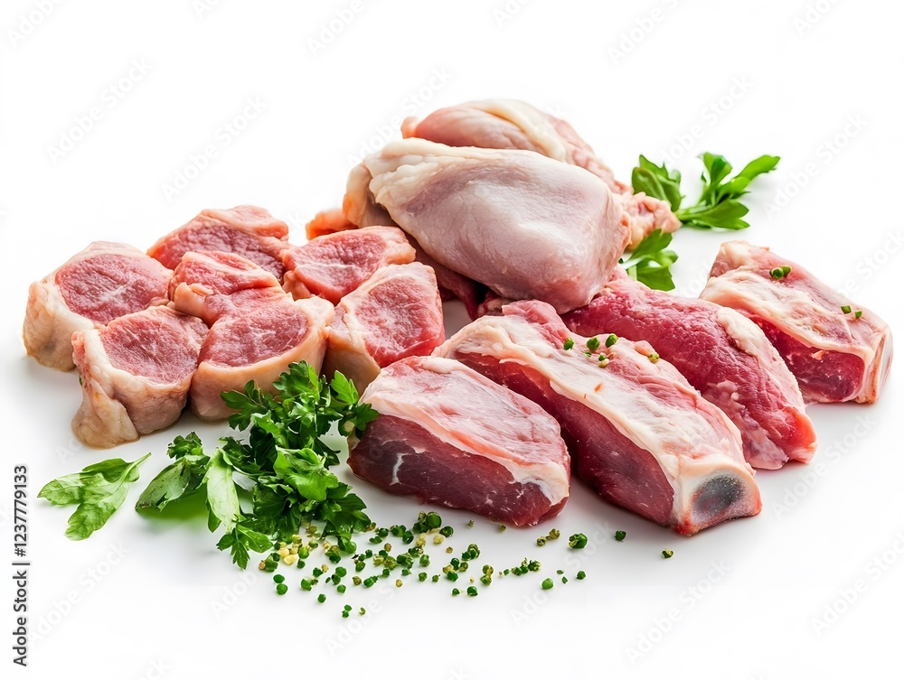 Raw Lamb Chops, Medallions, and Chicken Fresh Butcher Cuts Raw Lamb Chops, Medallions, and Chicken Fresh Butcher Cuts