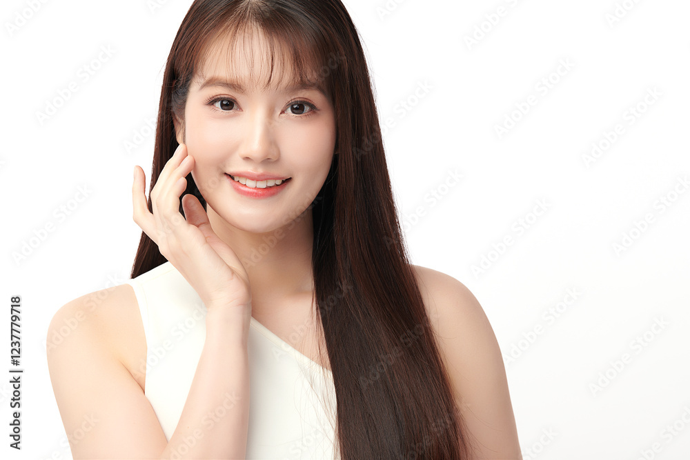Beautiful young asian woman with clean fresh skin on white background, Face care, Facial treatment, Cosmetology, beauty and spa, Asian women portrait. Beautiful young asian woman with clean fresh skin on white background, Face care, Facial treatment, Cosmetology, beauty and spa, Asian women portrait.