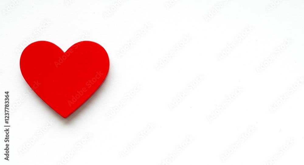 Obraz premium Single Red Heart Shape on White Background Valentine s Day Love Romance Concept