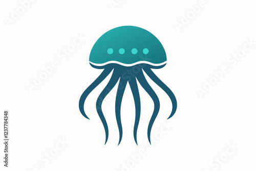 Minimalist Jellyfish Silhouette Logo Icon on White Background photo