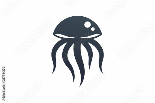 Minimalist Jellyfish Silhouette Logo Icon on White Background photo