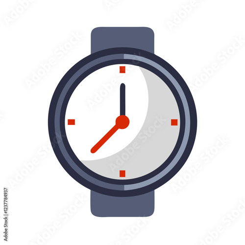 Wristwatch icon with a minimalist design showcasing time in grey and red colors