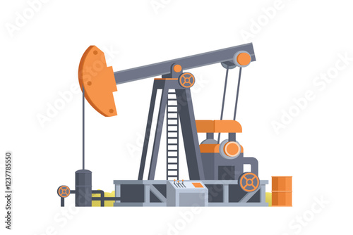 Pumpjack Oil Rig. Editable Vector Illustration of Oil Drill and Industrial Structure. Fully Editable Element