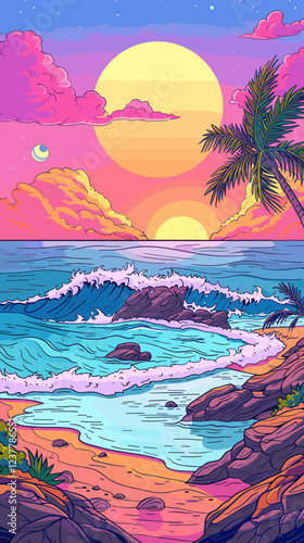 sunset on the beach