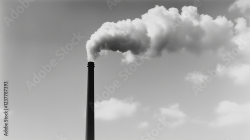 A single, smoke-emitting chimney against a clean sky