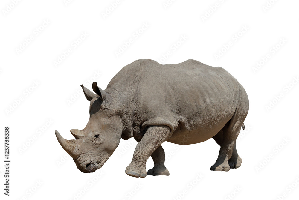 Obraz premium White rhinoceros isolated on transparent background png file