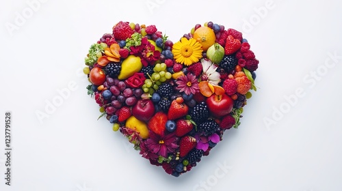 Fruit Heart Shape On White Background