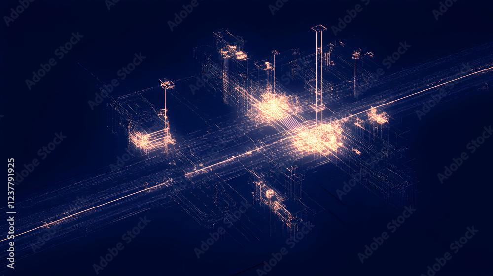 Fototapeta premium Digital Urban Environment Scan - Autonomous Vehicle Navigation Technology 
