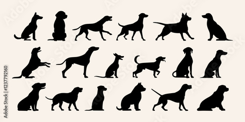 Unique Dog Silhouettes – Versatile Vector Set for Animal-Themed Graphics & Prints