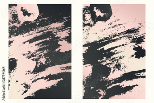 Pink grunge banner template with strokes