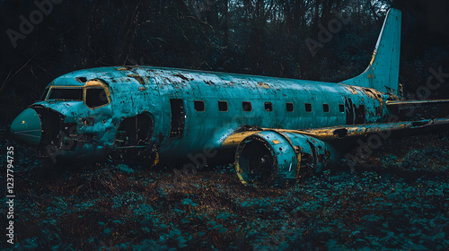 Wallpaper Mural Rusted plane wreck in forest; mystery, decay Torontodigital.ca