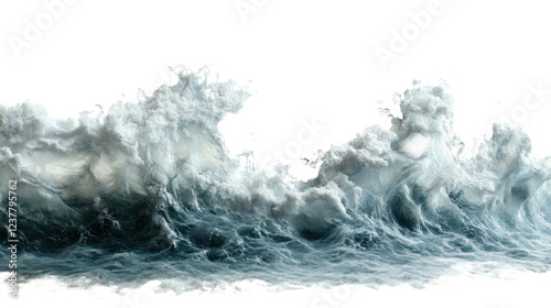 Big ocean wave breaking with foam and transparent background photo