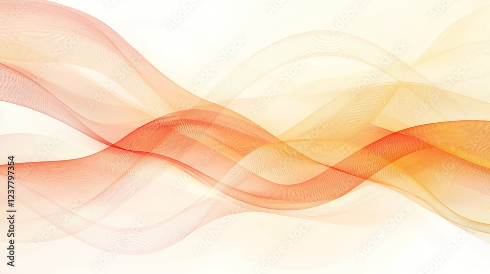 Fototapeta premium Abstract orange waves flowing, white background, design element