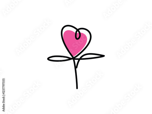 flower pink hearts symbol design vector illustration on transparent background