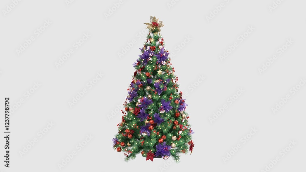Obraz premium Christmas tree Isolated on white background. Various colours