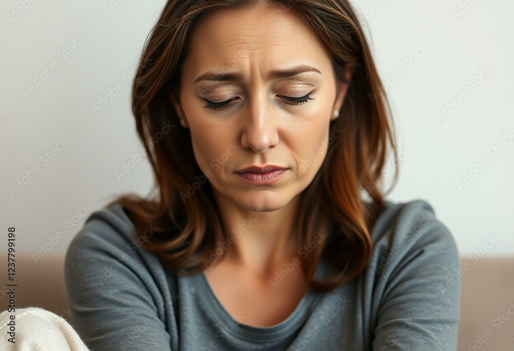 Tired woman with circles around eyes Tired woman with circles around eyes