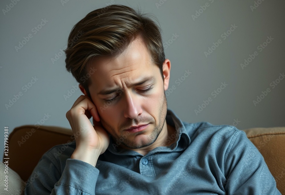 Tired male with dark circles around eyes Tired male with dark circles around eyes