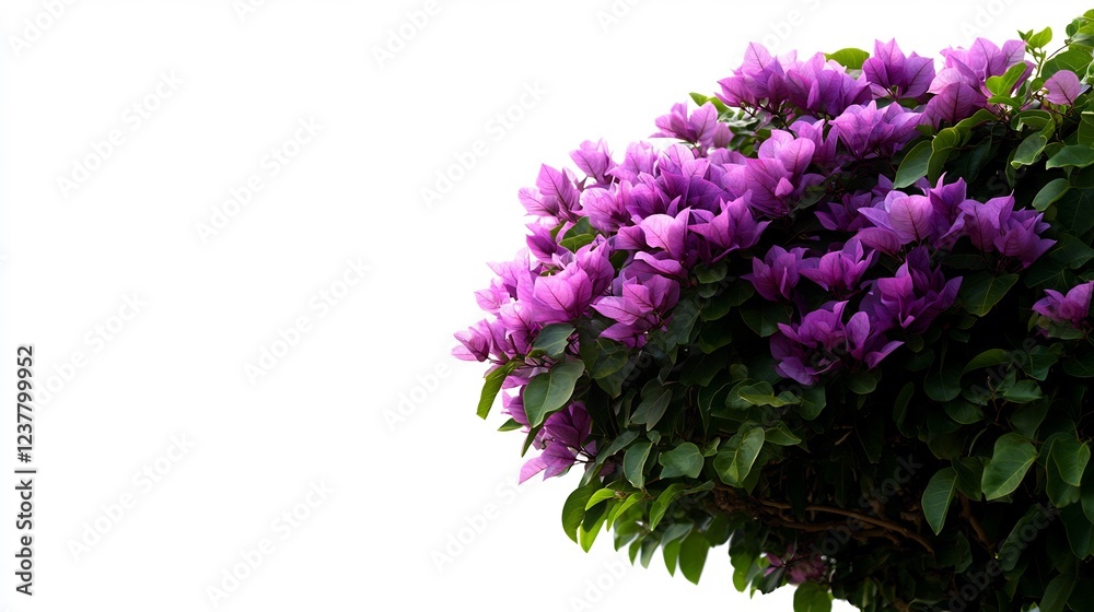 Vibrant Purple Bougainvillea Bush Against White Background Vibrant Purple Bougainvillea Bush Against White Background