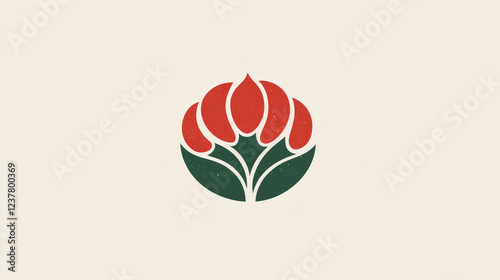 Logo design about xenial customs. Convention and friendly customs concept. Abstract vector sign in red and green colors. Emblem for hostels and hotels. Abstract badge isolated on white background photo