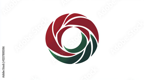 Logo design about xenial customs. Convention and friendly customs concept. Abstract vector sign in red and green colors. Emblem for hostels and hotels. Abstract badge isolated on white background photo
