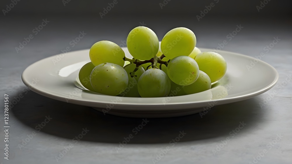 Fresh Green Grapes on a White Plate – Minimalist Food Photography Fresh Green Grapes on a White Plate – Minimalist Food Photography