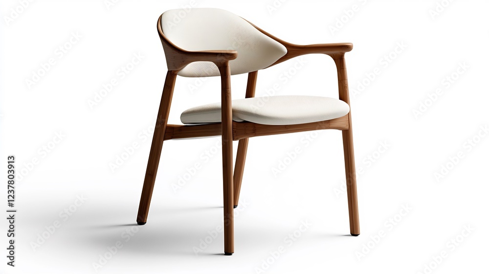 Modern Wooden Chair with White Upholstery: A Minimalist Design Modern Wooden Chair with White Upholstery: A Minimalist Design