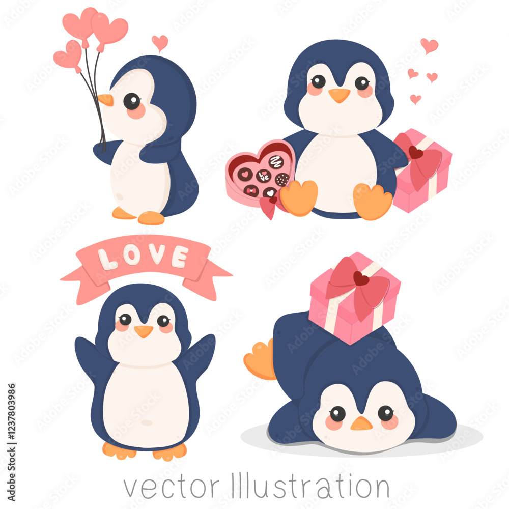 Obraz premium penguin with Valentine’s Day 