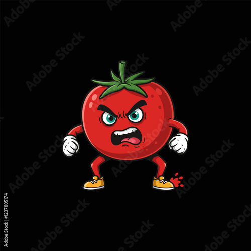 Angry Tomato Cartoon A Vibrant, Furious Illustration