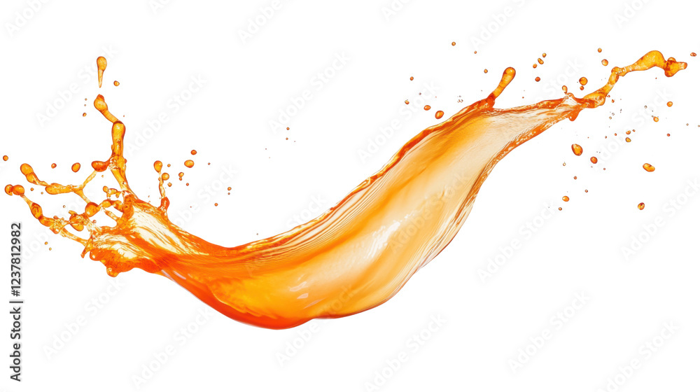 Fototapeta premium Orange liquid splashing with transparent background