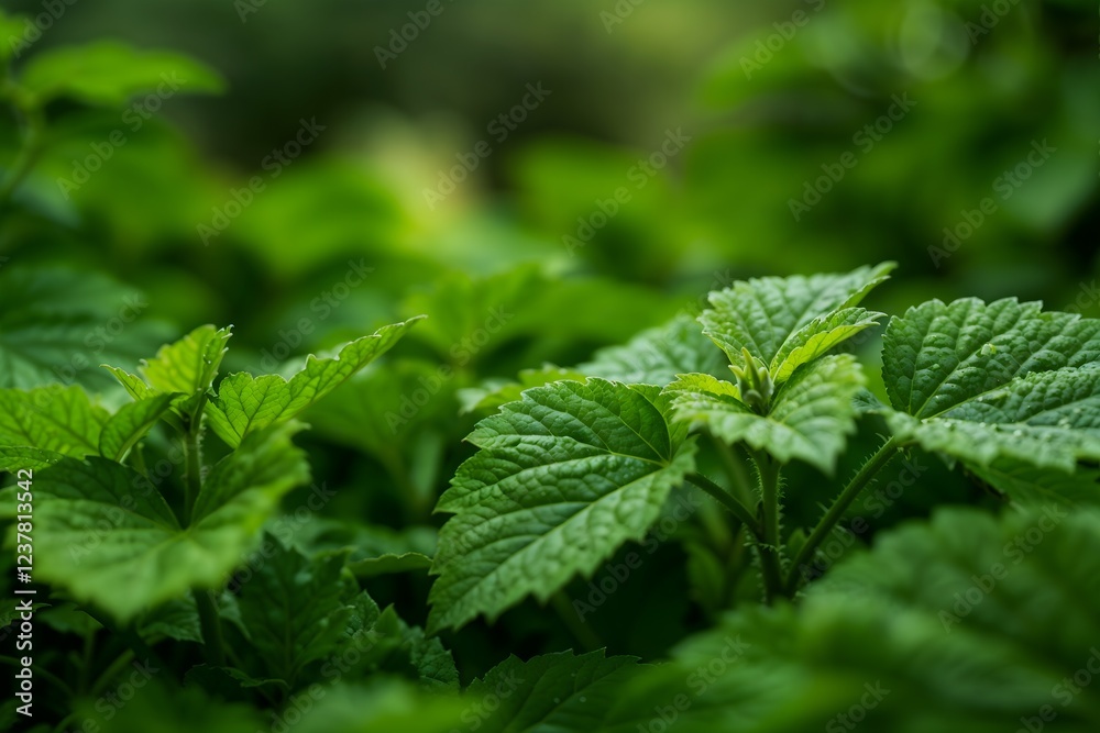 Close-Up of Green Plant Leaves - Botanical and Nature Background Close-Up of Green Plant Leaves - Botanical and Nature Background