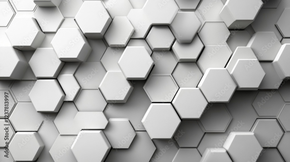 White Hexagonal Tiles Pattern. Generative AI White Hexagonal Tiles Pattern. Generative AI