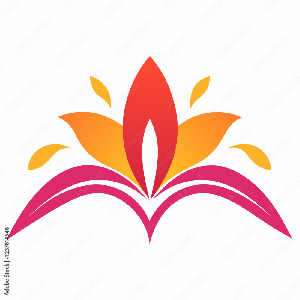 Fototapeta premium Elegant Gradient Floral Underline with Lily