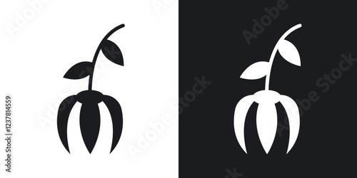 Ylang ylang icons in solid black and white collection