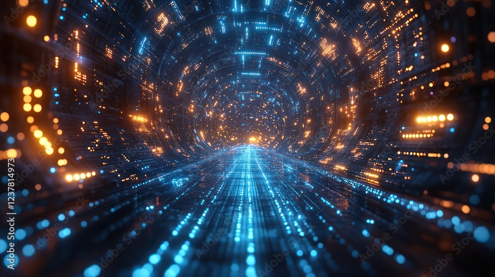 Fototapeta premium Digital Tunnel: A Journey Through Cyberspace