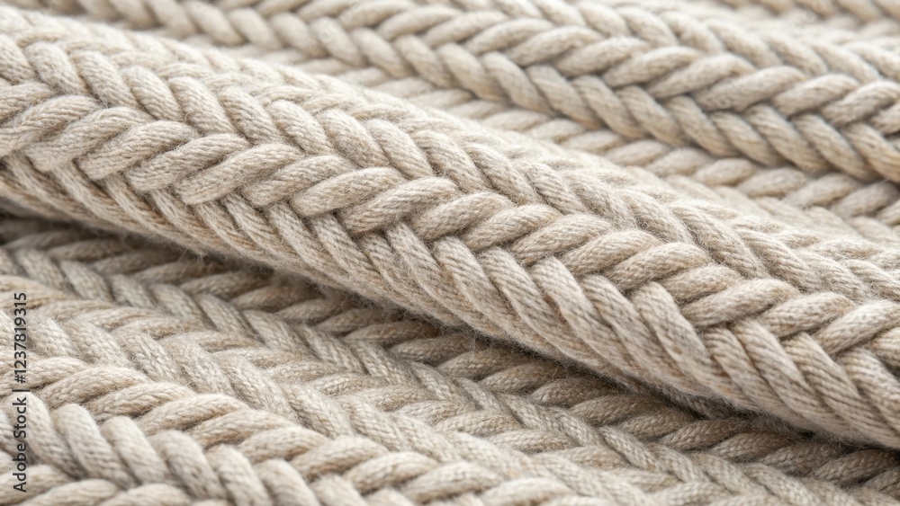 Close-up Detailed View of a Soft, Textured Neutral-Colored Knit Fabric with an Intricate Herringbone Pattern Close-up Detailed View of a Soft, Textured Neutral-Colored Knit Fabric with an Intricate Herringbone Pattern