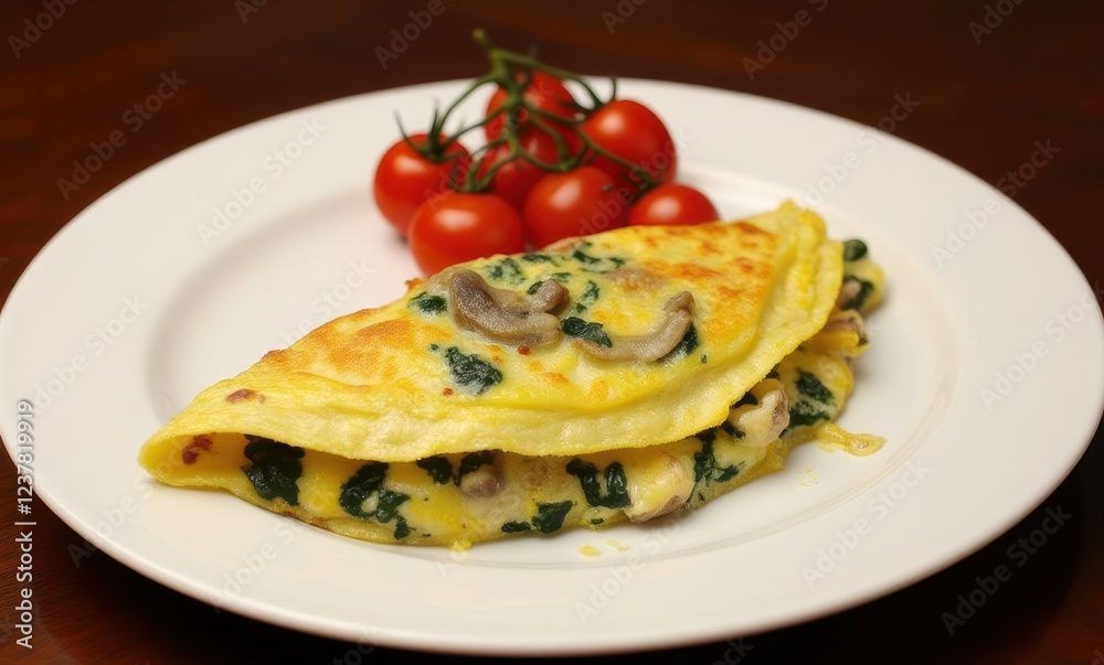 Delicious spinach omelette with cherry tomatoes Delicious spinach omelette with cherry tomatoes