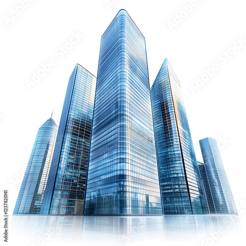 Wallpaper Mural Modern skyscraper buildings in a financial district under a clear blue sky isolated on transparent background .  Torontodigital.ca